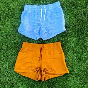 Athleta Cabo linen 4” inch shorts bundle of two! Size 10